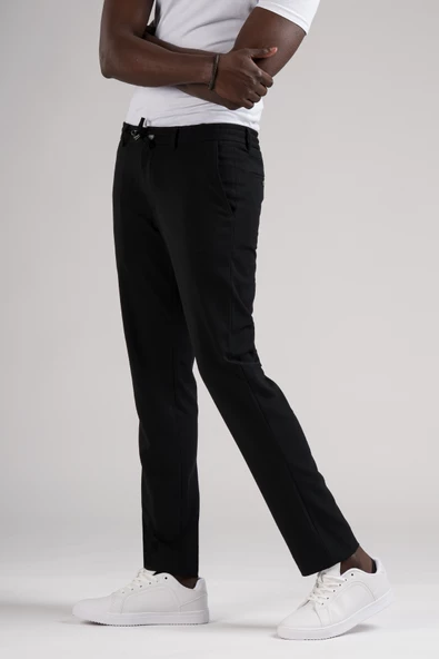 Slimfit Beli Lastikli Ve İplikli Jogger Düz Kumaş Pantolon - 3
