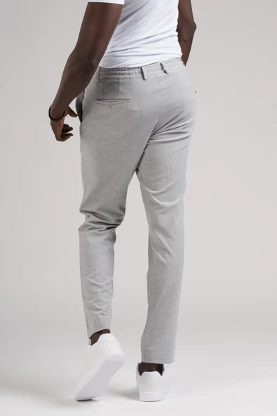 Slimfit Beli Lastikli Ve İplikli Jogger Düz Kumaş Pantolon - 10