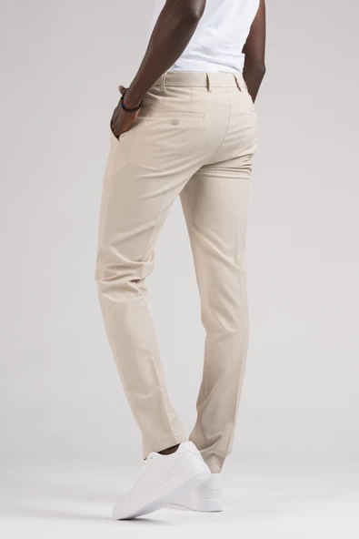 Ecer Slimfit Beli Yarım Lastikli Ve İplikli İnce Çizgili Yazlık Jogger Pantolon - 10