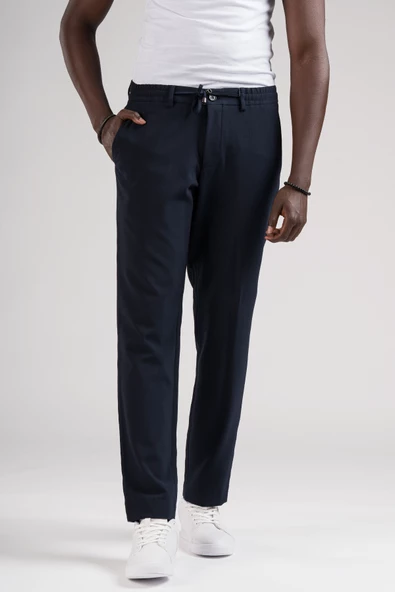 Slimfit Beli Lastikli Ve İplikli Jogger Düz Kumaş Pantolon - 12