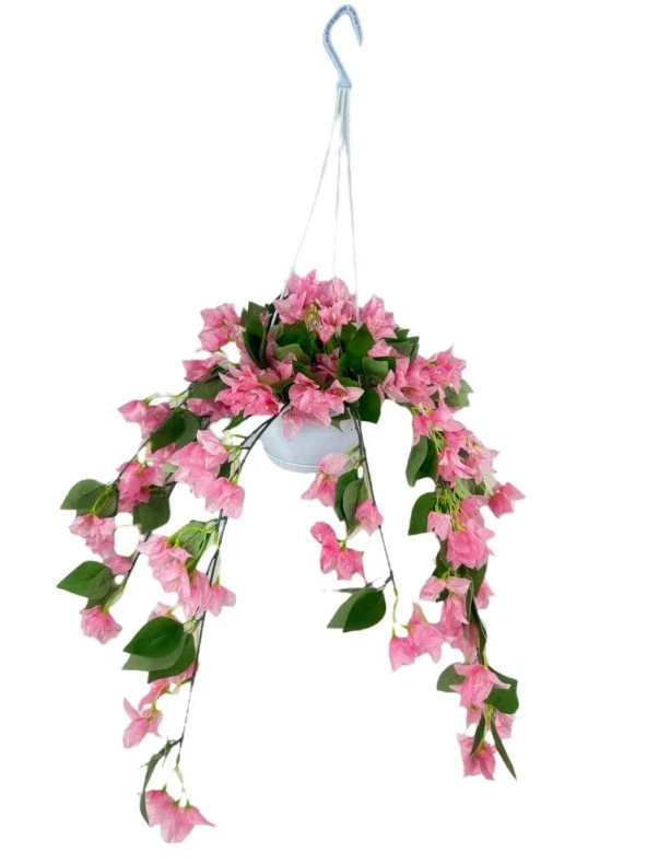 Nettenevime Yapay Çiçek Begonvil Toz Pembe Sarkaç Askılı Saksıda Balkon Çiçeği Çiçek Sepeti