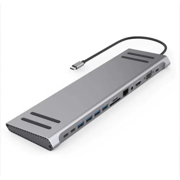 DAYTONA MST-14U 13'lü Type-C DOCKSTATION Type-C => 4*USB3.0+2*Tip-C+PD+HDMI+VGA+RJ45+Audio+SD+M.SD