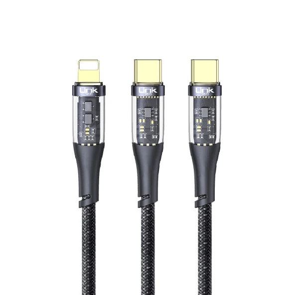 LinkTech K674 Multi 2in1 Type-C + Lightning PD 60W Hızlı Şarj Kablosu - 2