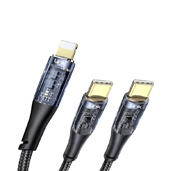 LinkTech K674 Multi 2in1 Type-C + Lightning PD 60W Hızlı Şarj Kablosu - 3