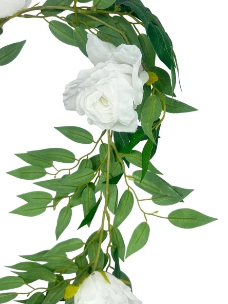 Nettenevime Yapay Çiçek Sarkan Ve Dolanan Güllü Sögüt Sarmaşık Beyaz Gül Yapay Sarmaşık 200cm - Resim 5