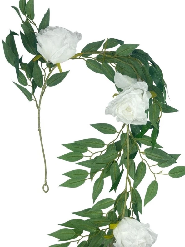 Nettenevime Yapay Çiçek Sarkan Ve Dolanan Güllü Sögüt Sarmaşık Beyaz Gül Yapay Sarmaşık 200cm - Resim 4