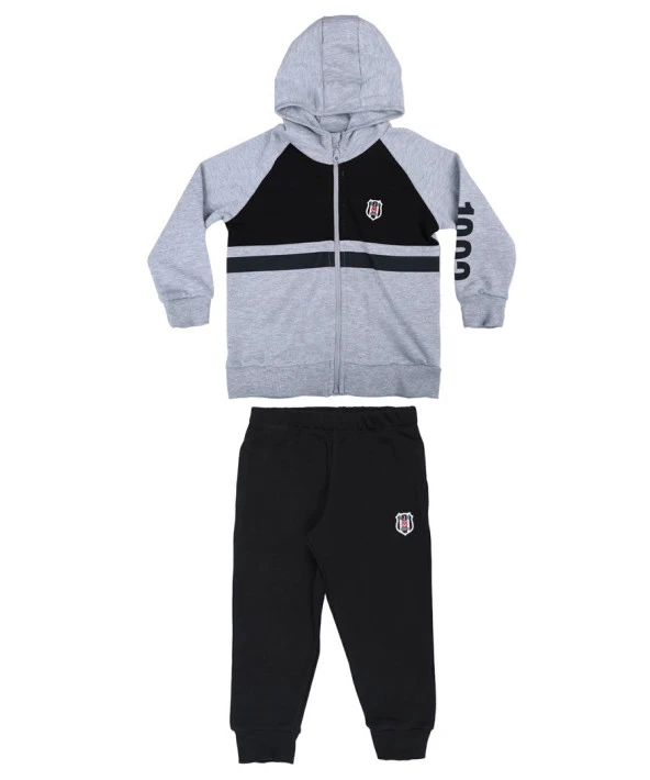 Beşiktaş Orijinal Çocuk Kapüşonlu Eşofman Takımı + Bileklik Set Hediyelik Ahşap Kutulu - 2