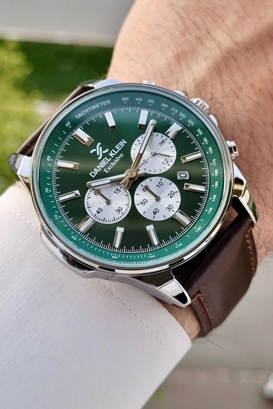 Daniel Klein DKISTE1200 Kasası Gümüş Kordonu Kahverengi Renk Hediye Paketli Kronometreli Erkek Kol Saati - 4