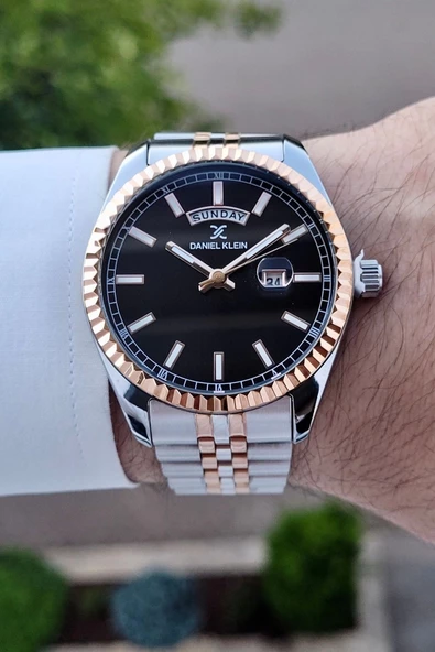 Daniel Klein DKISTE1202 Kadranı Siyah Rose Gümüş Renk Hediye Paketli Takvim ve Gün Fonksiyonlu Erkek Kol Saati - Resim 2