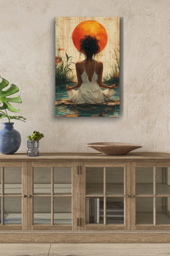 Yoga Yapan Kadın Yağlı Kanvas Tablo