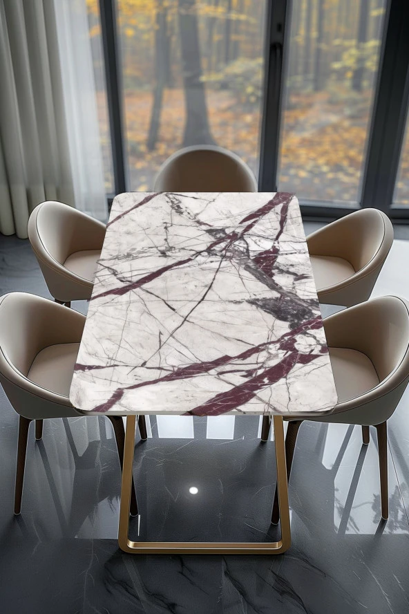 Masa Kaplama Folyosu Mobilya Masa Kaplama Folyoları Mermer Görünümlü Klasik Tasarım - Resim 2