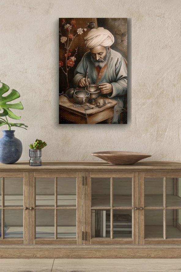 Geleneksel Yaşlı Çömlekçi Adam Yağlı Kanvas Tablo ürün görseli