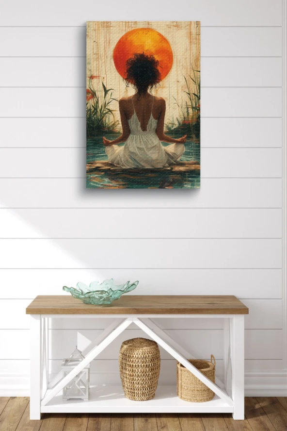 Yoga Yapan Kadın Yağlı Kanvas Tablo - Resim 2
