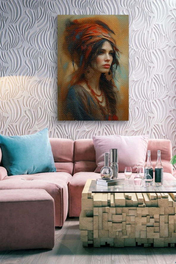 Kültürel Kadın Yağlı Kanvas Tablo - Resim 2