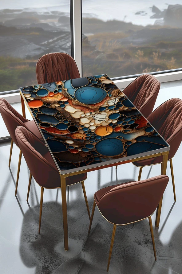 Masa Kaplama Folyosu Mobilya Masa Kaplama Folyoları Çıkıntılı Renkli Daireler ürün görseli