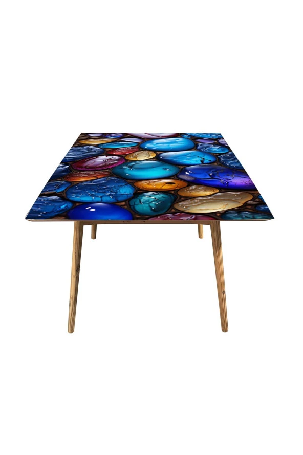 Masa Kaplama Folyosu Mobilya Masa Kaplama Folyo Safir Kehribar Taşlı Tasarım - 3