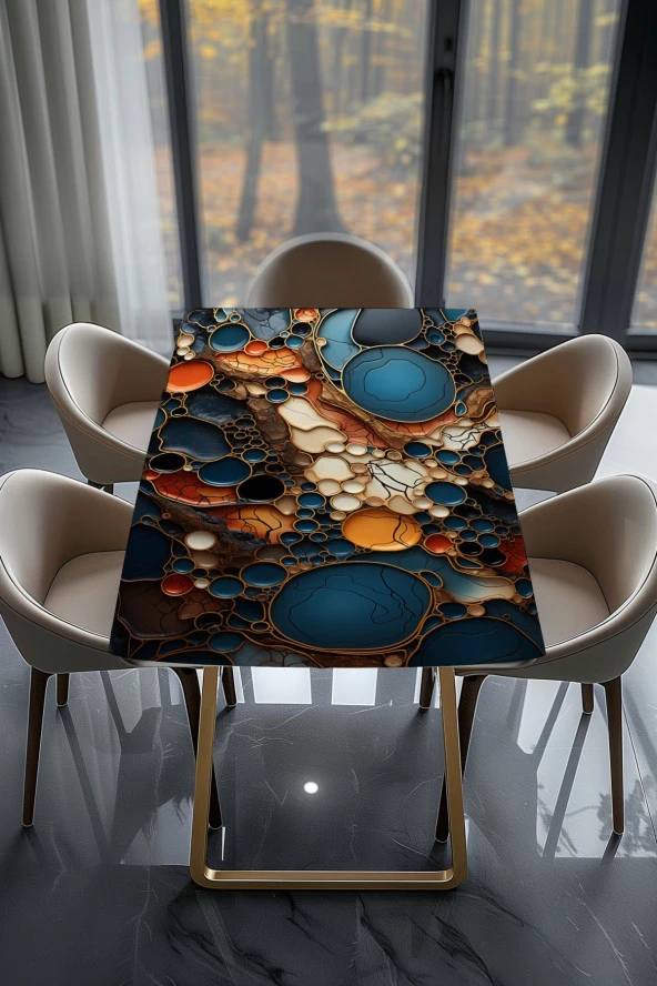 Masa Kaplama Folyosu Mobilya Masa Kaplama Folyoları Çıkıntılı Renkli Daireler - Resim 2