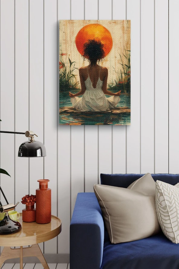 Yoga Yapan Kadın Yağlı Kanvas Tablo - Resim 4