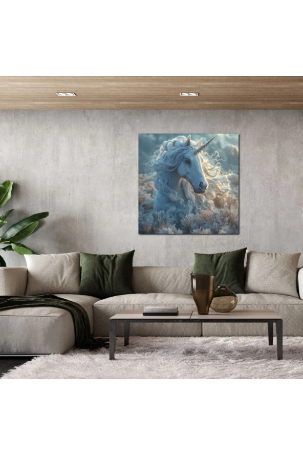 Yağlı Tablo Beyaz At Kanvas Baskı - Resim 2