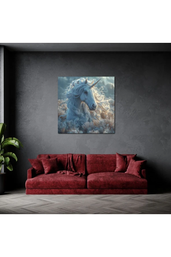 Yağlı Tablo Beyaz At Kanvas Baskı - Resim 3