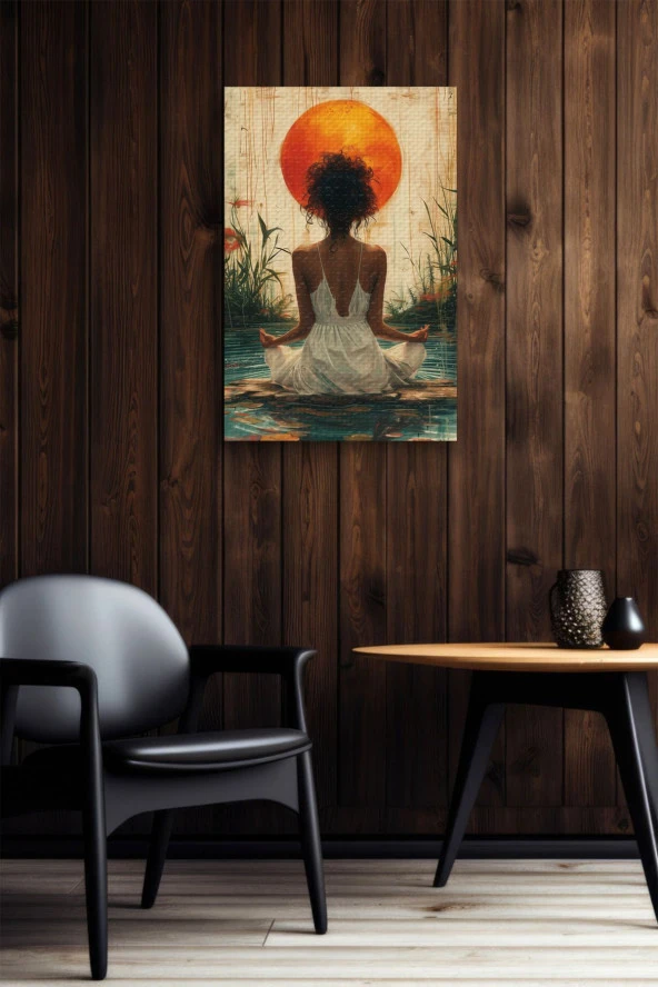 Yoga Yapan Kadın Yağlı Kanvas Tablo - Resim 6