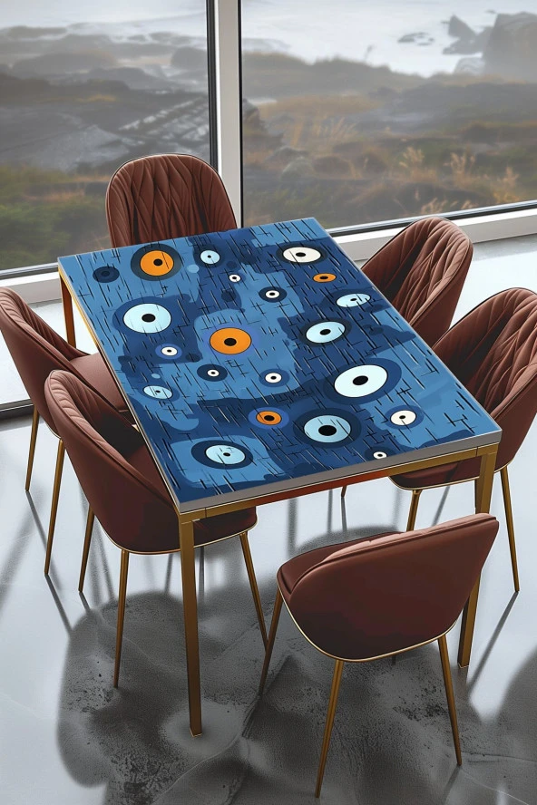 Masa Kaplama Folyosu Mobilya Masa Kaplama Folyo Nazar Boncuğu Detaylı Tasarım ürün görseli