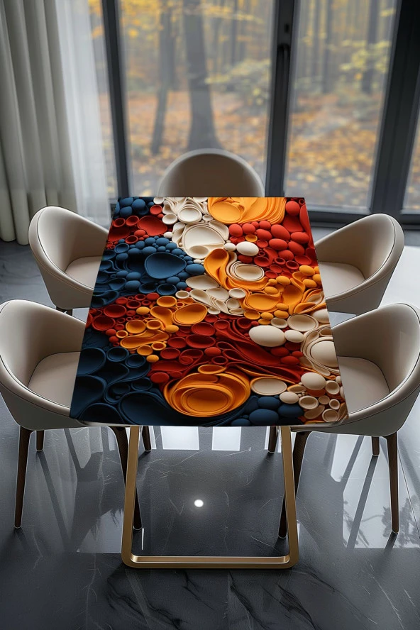 Masa Kaplama Folyosu Mobilya Masa Kaplama Folyo Renkli Yumuşak Görünümlü Şekiller - Resim 2