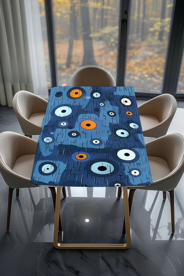 Masa Kaplama Folyosu Mobilya Masa Kaplama Folyo Nazar Boncuğu Detaylı Tasarım - Resim 2