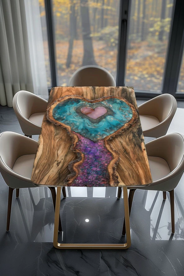 Masa Kaplama Folyosu Mobilya Masa Kaplama Folyoları Ahşap İçerisindeki Kalp Detay - Resim 2