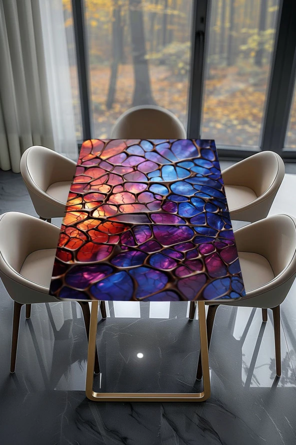 Masa Kaplama Folyosu Mobilya Masa Kaplama Folyo Rengarenk Nöron Bağlantısı Tasarım - Resim 2