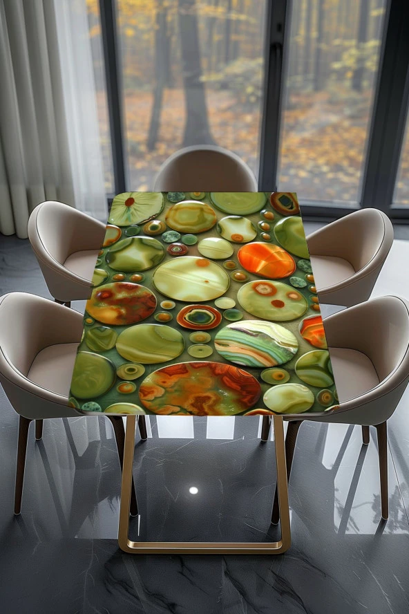 Masa Kaplama Folyosu Mobilya Masa Kaplama Yeşil 3D Görünümlü Tasarım Folyo - Resim 2