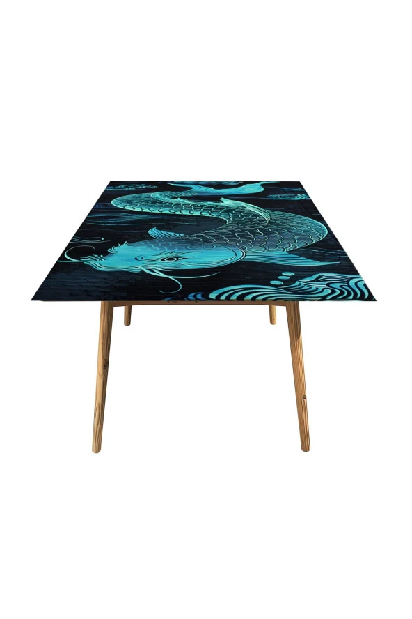 Masa Kaplama Folyosu Mobilya Masa Kaplama Su Yeşili Balık ve Deniz Detay Folyo - Resim 3