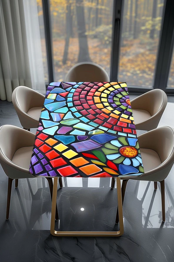 Masa Kaplama Folyosu Mobilya Masa Kaplama Folyoları Mermer Görünümlü Gökkuşağı - Resim 2