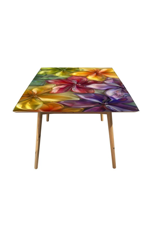 Masa Kaplama Folyosu Mobilya Masa Kaplama Rengarenk Çiçekli Tasarım - Resim 3