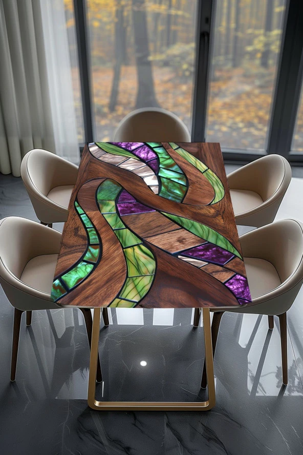 Masa Kaplama Folyosu Mobilya Masa Kaplama Folyoları Ahşap Zümrüt Karışımı - Resim 2