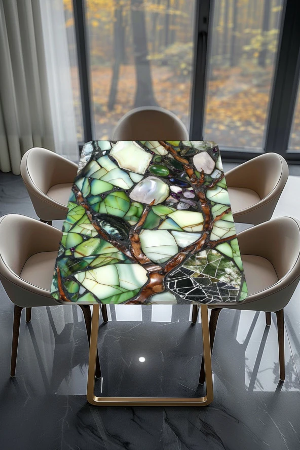 Masa Kaplama Folyosu Mobilya Masa Kaplama Renkli Kırık Mermer Taşları - Resim 2