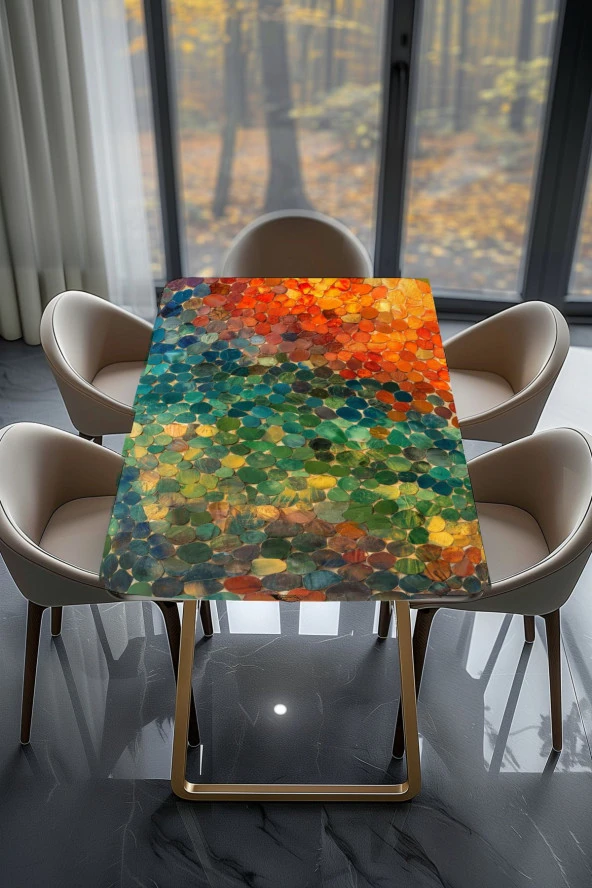 Masa Kaplama Folyosu Mobilya Masa Kaplama Folyoları Rengarenk Taşlar - Resim 2