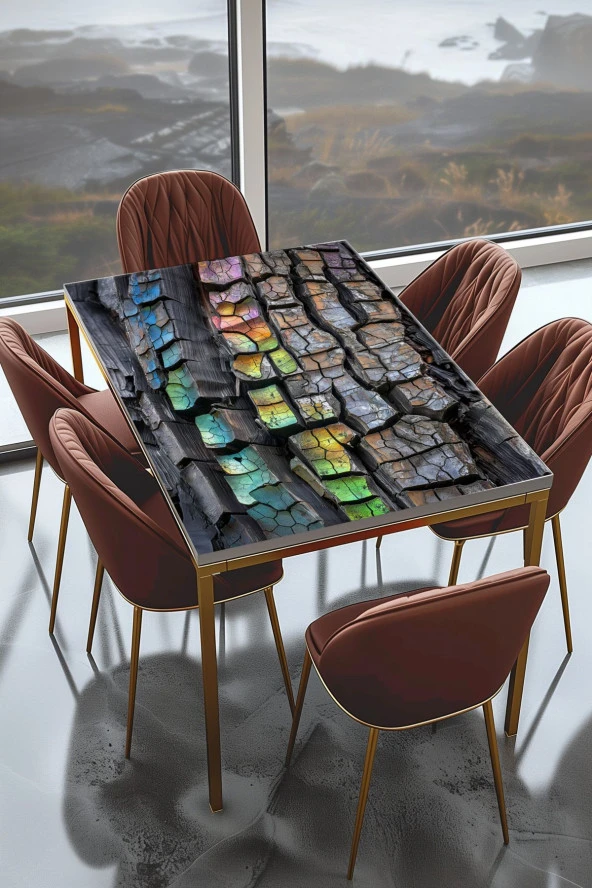 Masa Kaplama Folyosu Mobilya Masa Kaplama Renkli Boyalı Ağaç Kabukları ürün görseli