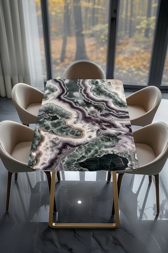 Masa Kaplama Folyosu Mobilya Masa Kaplama Siyah Mermerler - Resim 2