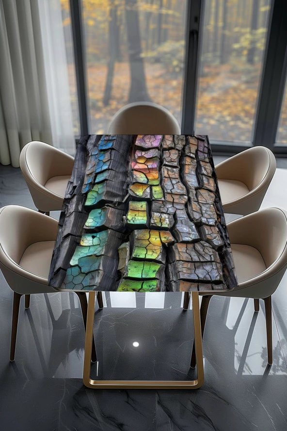 Masa Kaplama Folyosu Mobilya Masa Kaplama Renkli Boyalı Ağaç Kabukları - Resim 2