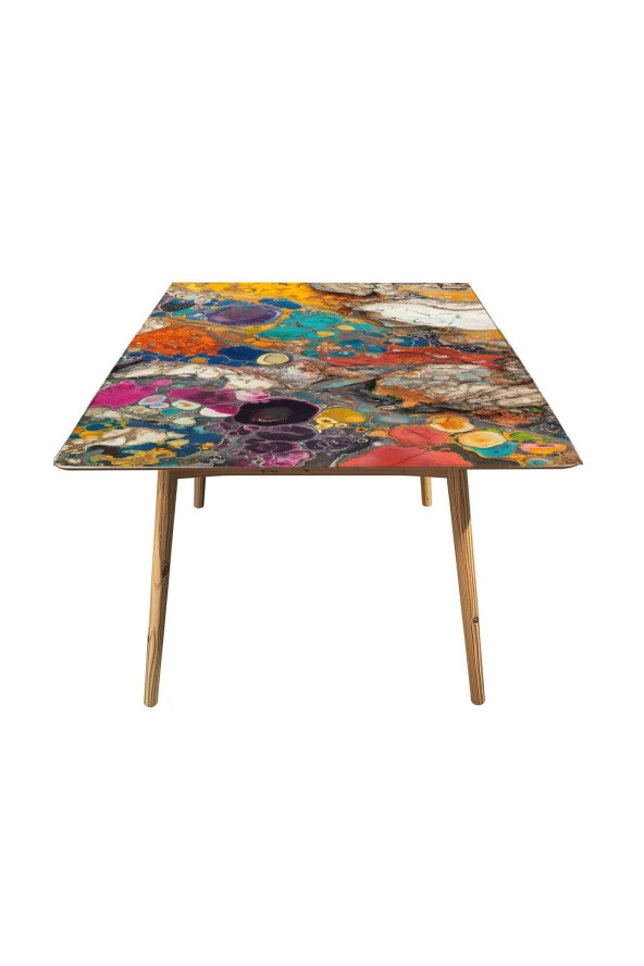 Masa Kaplama Folyosu Mobilya Masa Kaplama Folyoları Rengarenk Kehribar Taşlar - 3