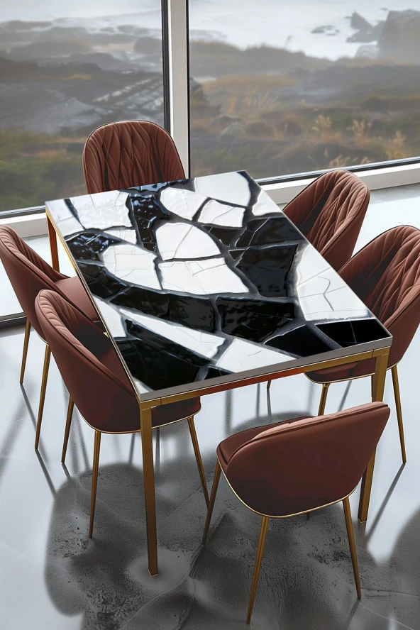 Masa Kaplama Folyosu Mobilya Masa Kaplama Şiyah Beyaz Kalp Detay ürün görseli