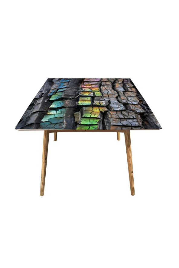 Masa Kaplama Folyosu Mobilya Masa Kaplama Renkli Boyalı Ağaç Kabukları - Resim 3