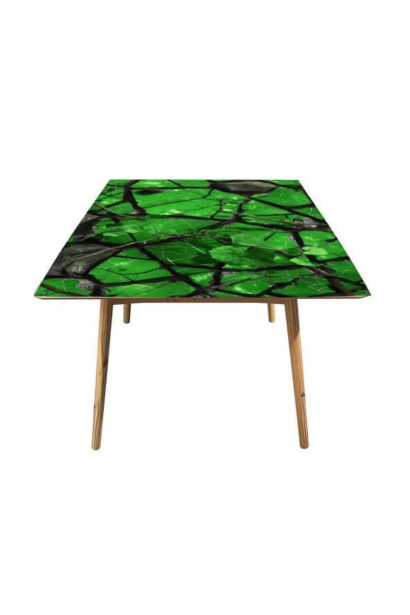 Masa Kaplama Folyosu Mobilya Masa Kaplama Folyoları Kristalize Yeşil Yaprak - Resim 3