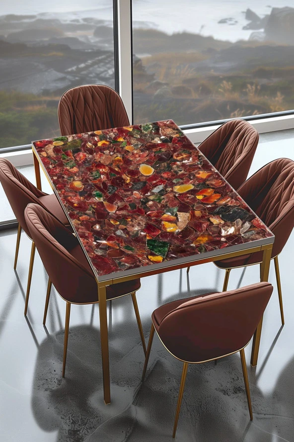 Masa Kaplama Folyosu Mobilya Masa Kaplama Folyoları Kırmızı Dağınık Kehribarlar