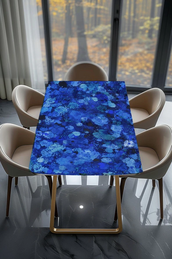 Masa Kaplama Folyosu Mobilya Masa Kaplama Folyoları Mavi Tonlu Renkli Tasarım - Resim 2