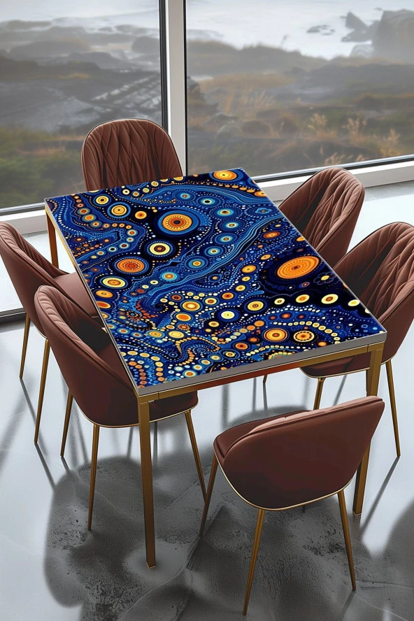 Masa Kaplama Folyosu Mobilya Masa Kaplama Folyoları Karmaşık Renkli Gece Desen ürün görseli