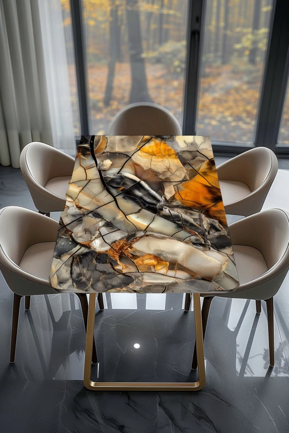 Masa Kaplama Folyosu Mobilya Masa Kaplama Folyoları Klasik Kehribar Taşlar - 2