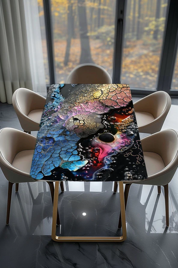 Masa Kaplama Folyosu Mobilya Masa Kaplama Folyoları Kabartma Görünümlü Karanlık Ton - Resim 2