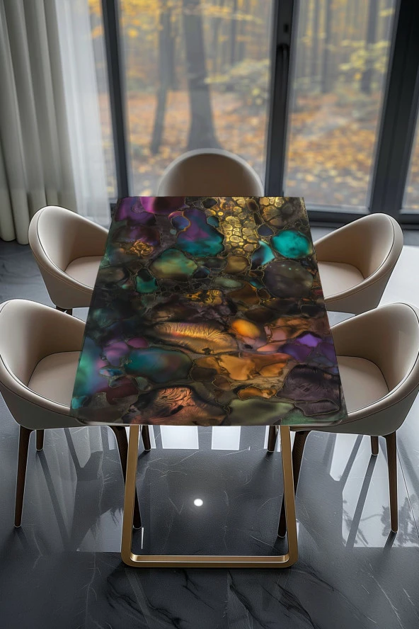 Masa Kaplama Folyosu Mobilya Masa Kaplama Folyoları Karanlık Kehribarlar - 2